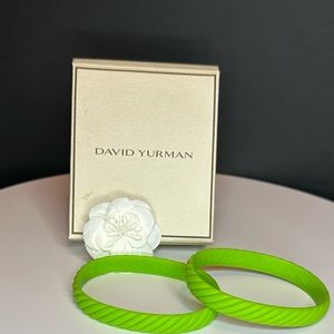 David Yurman 2 Cable Pistachio Green Rubber Bracelet